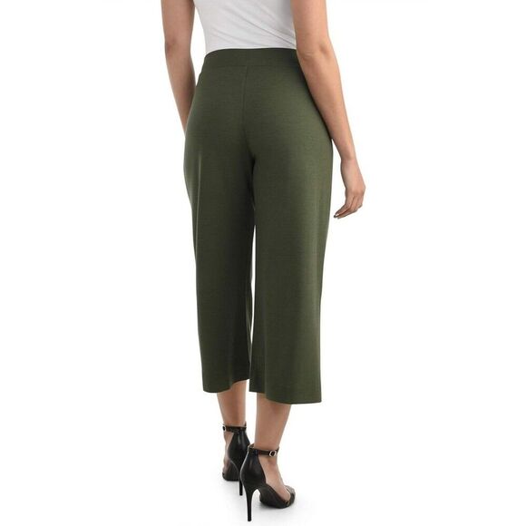 Seek No Further Womens Wide Leg Cropped Ponte Pants High Rise Stretch Green NWT - Picture 3 of 11